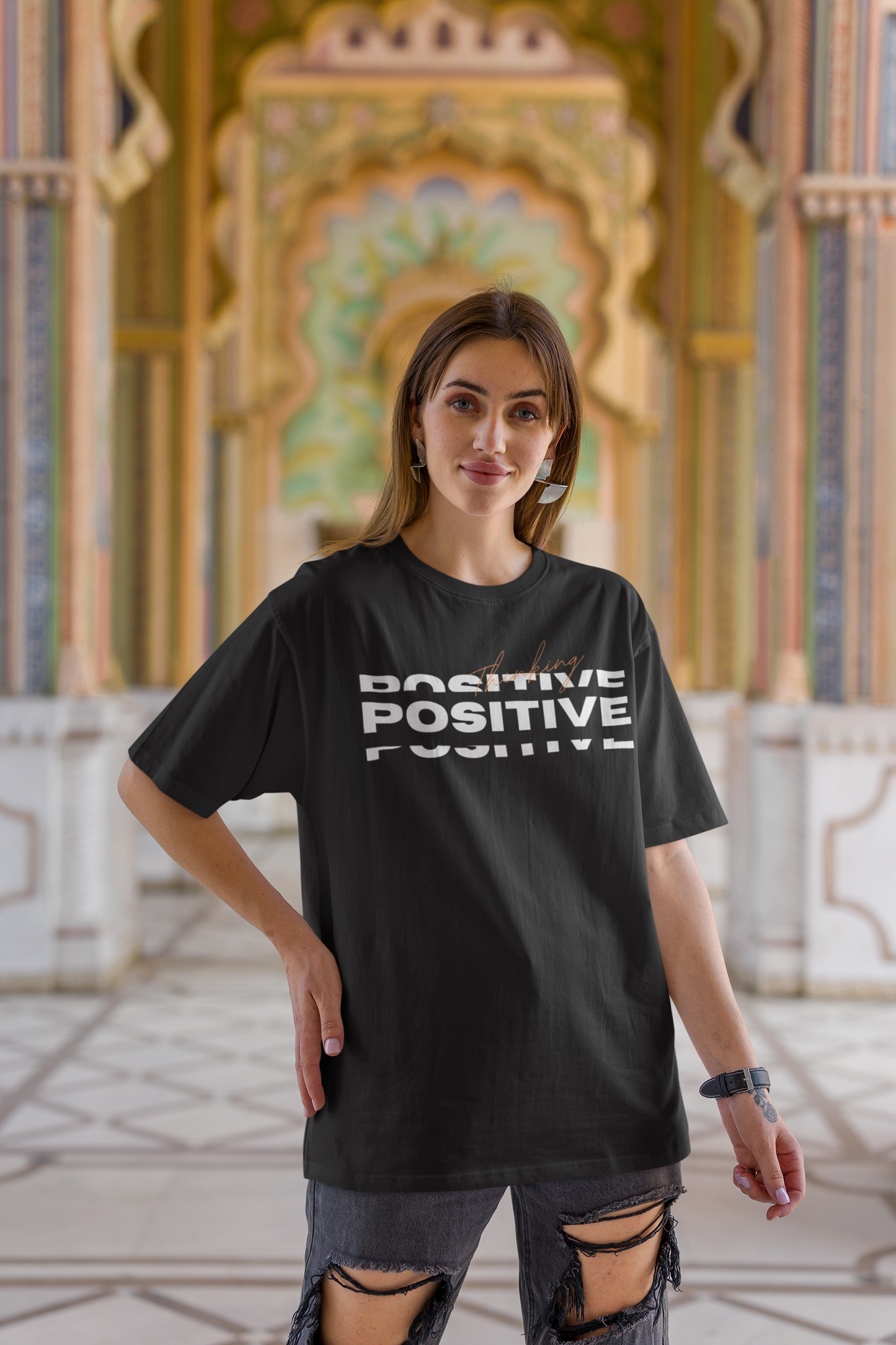 Positive Unisex Black Oversized T-Shirt | Ashish Mishra Collection | ATOM NEW YORK