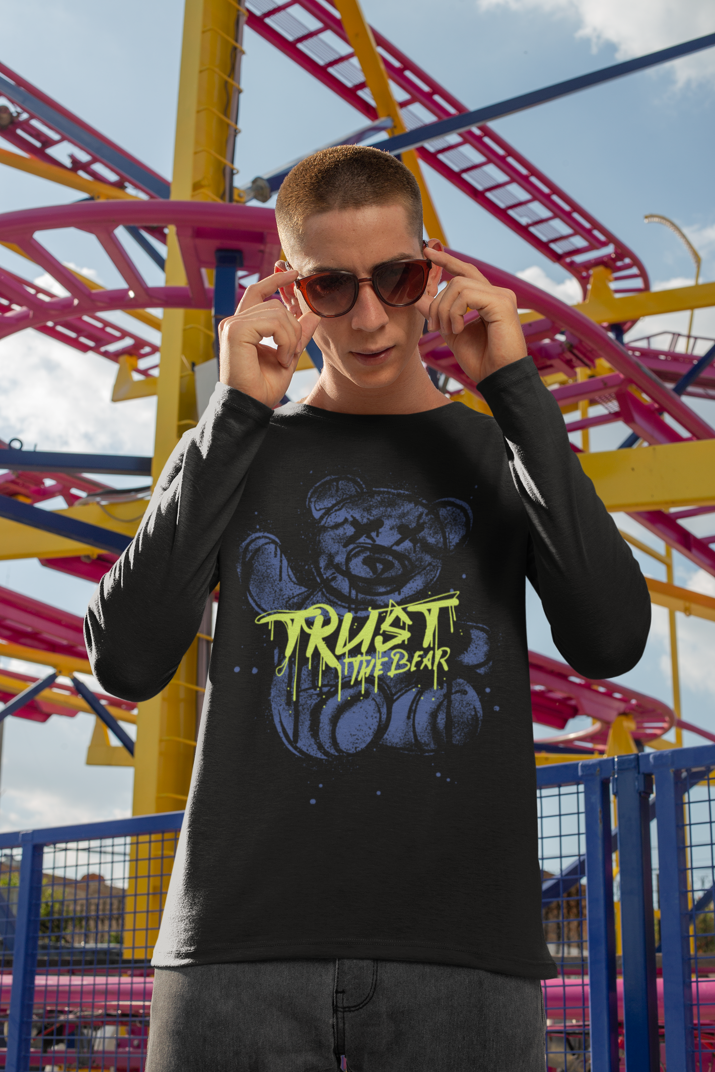 Trust The Bear Men Black Full Sleeves Tshirt | DJ Paroma Collection | ATOM