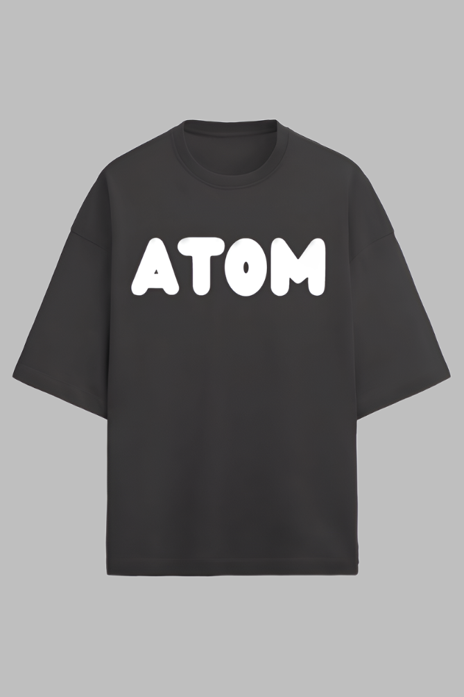 Terry (280 GSM) Signature PUFF PRINT Black Oversize T-Shirt For Men
