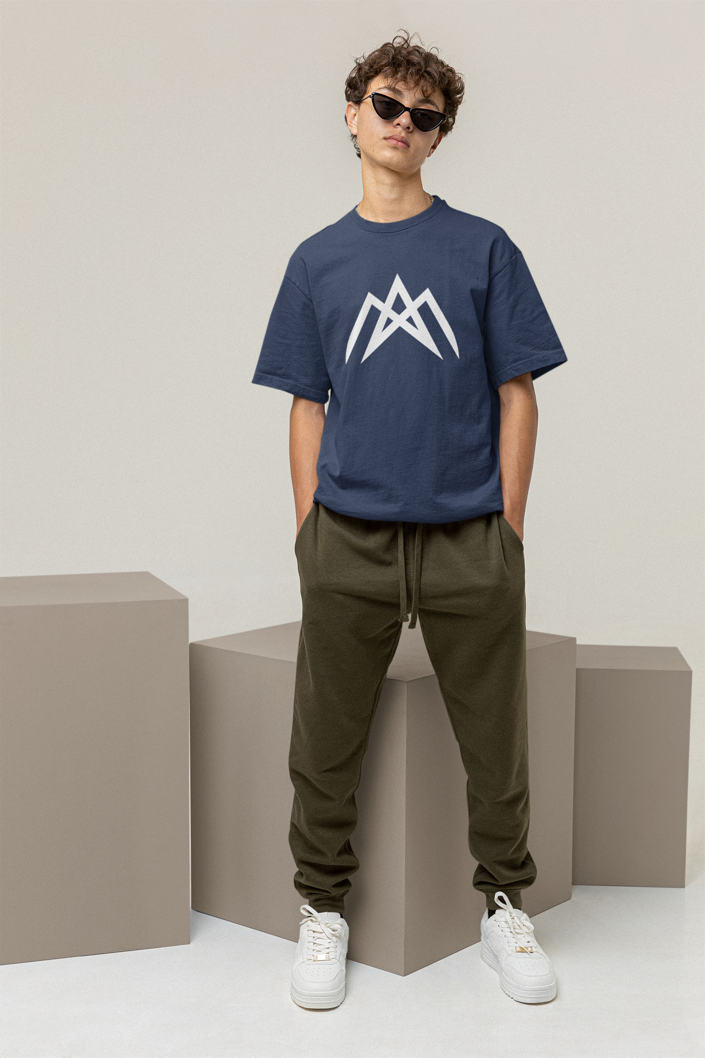 AM Unisex Navy Blue Oversized T-Shirt | Ashish Mishra Collection | ATOM NEW YORK