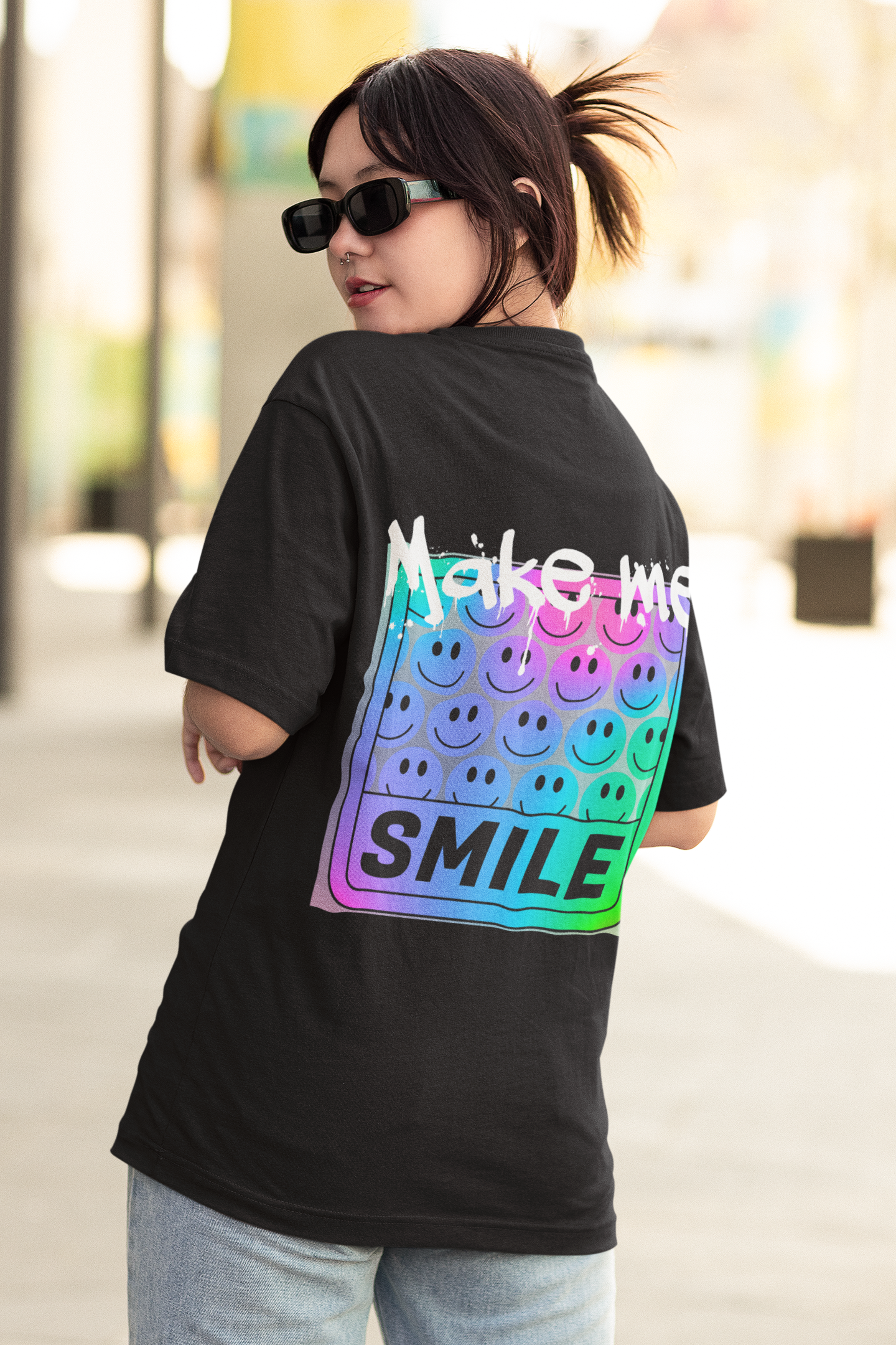 Make Me Smile Unisex Black Oversized Tshirt | DJ Paroma Collection | ATOM