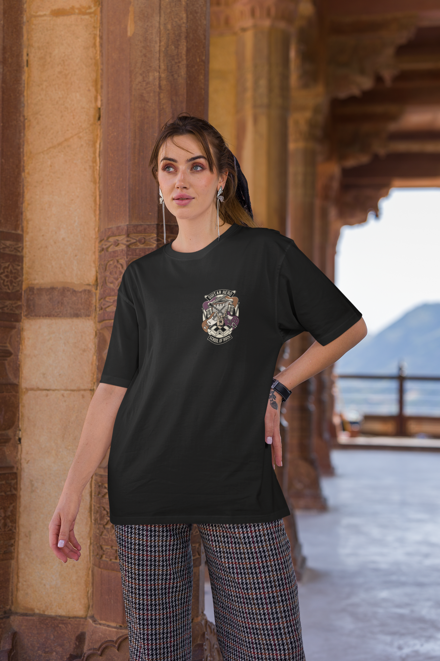 Guitar Hero School Of Rock Unisex Black Oversized Tshirt | DJ Paroma Collection | ATOM