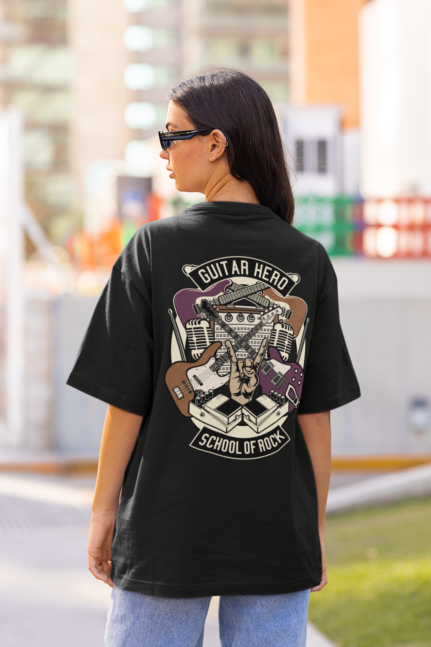 Guitar Hero School Of Rock Unisex Black Oversized Tshirt | DJ Paroma Collection | ATOM