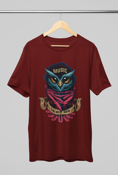 Music Is My Life Unisex Round Neck Maroon Cotton T-Shirt | DJ Paroma Collection | ATOM