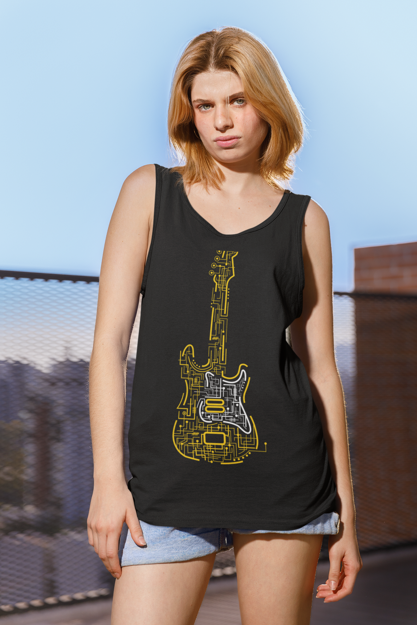 Guitar Unisex Black Tank Top| DJ Paroma Collection | ATOM