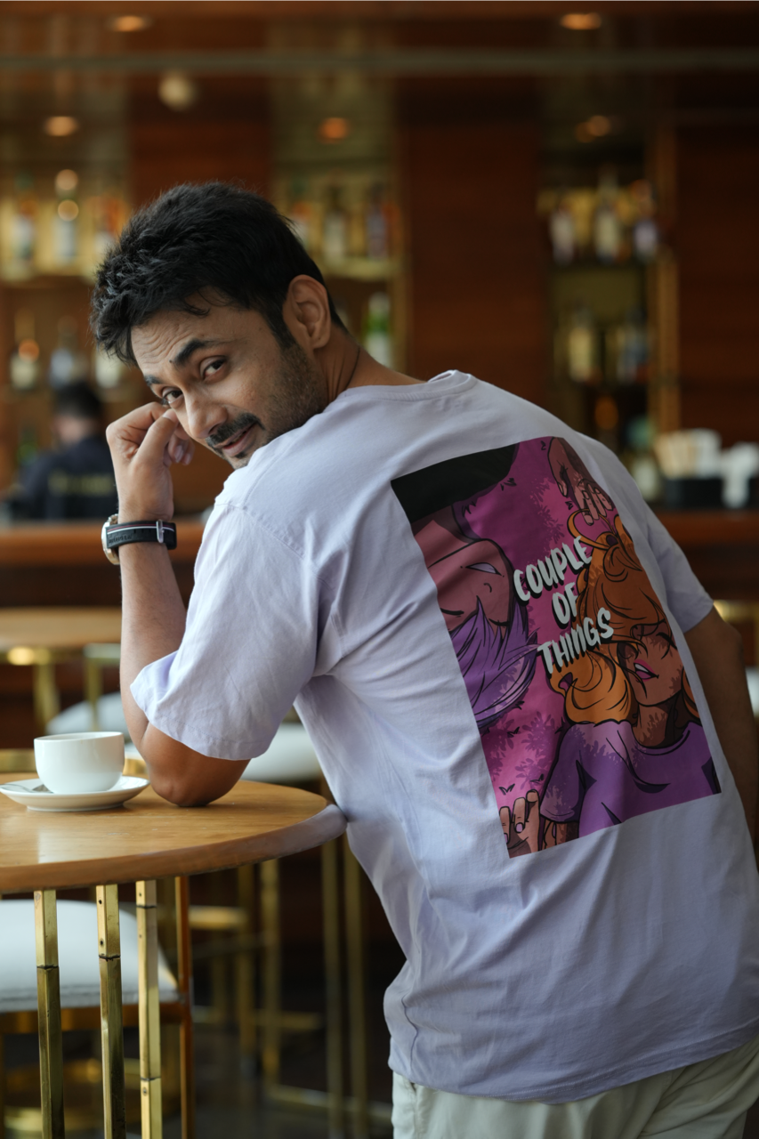 Couple Of Things Anime Lavander Oversized T-Shirt For Men | RJ Anmol Collection