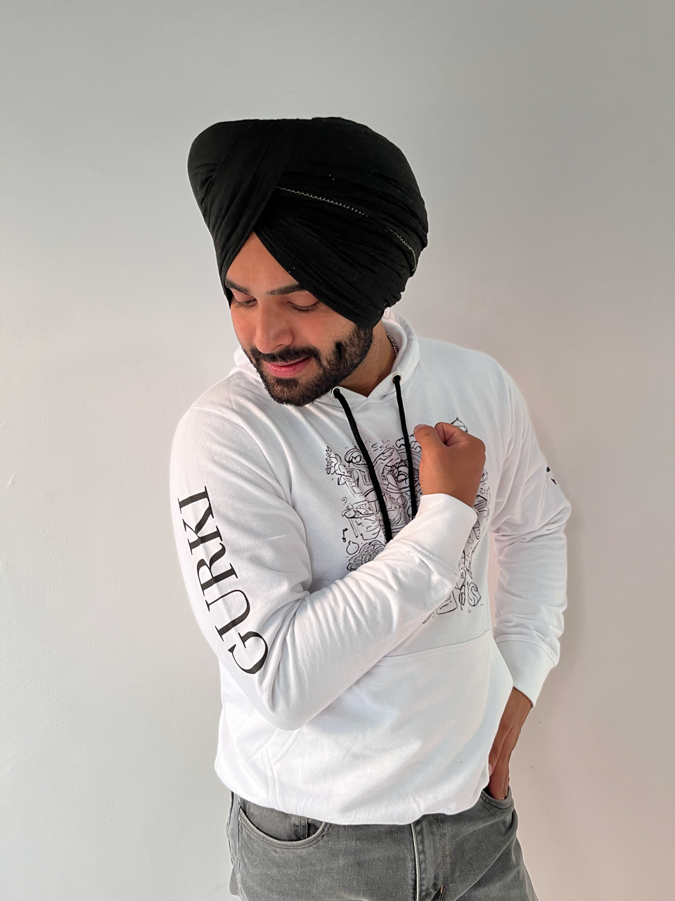 Food Doodle Front And Back White Unisex Pure Cotton Hoodie | Masterchef Gurkirat Collection | ATOM