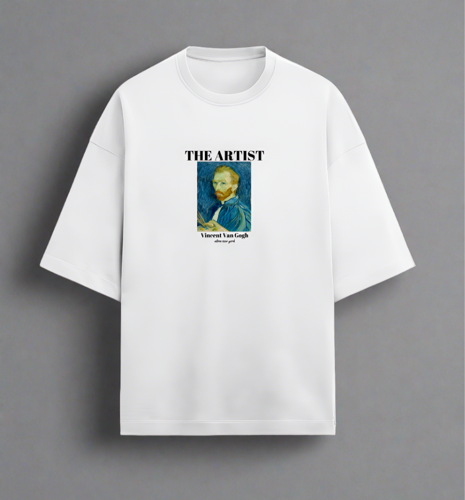 Terry (280 GSM) Vincent Van Gogh White Oversize T-Shirt For Men