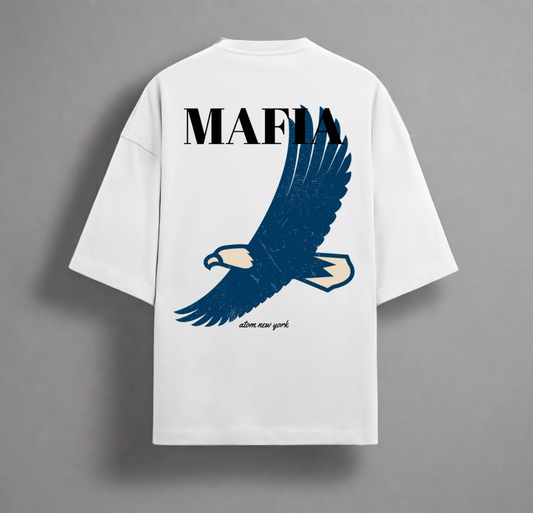 Terry (280 GSM) Mafia White Oversize T-Shirt For Men
