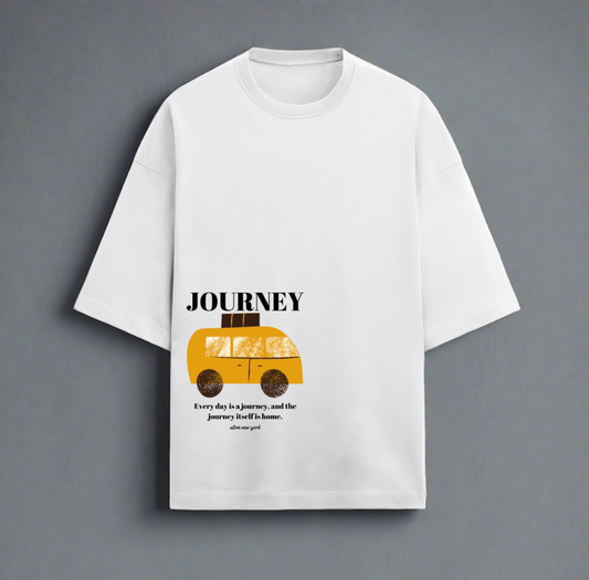 Terry (280 GSM) Journey White Oversize T-Shirt For Men