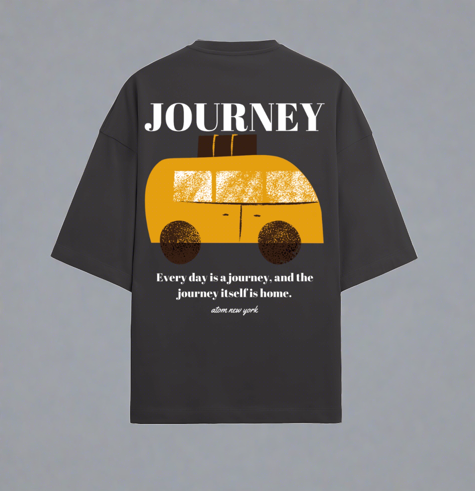 Terry (280 GSM) Journey Black Oversize T-Shirt For Men