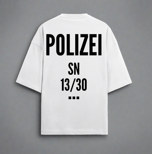 Terry (280 GSM) Polizei White Oversize T-Shirt For Men