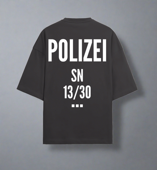 Terry (280 GSM) Polizei Black Oversize T-Shirt For Men