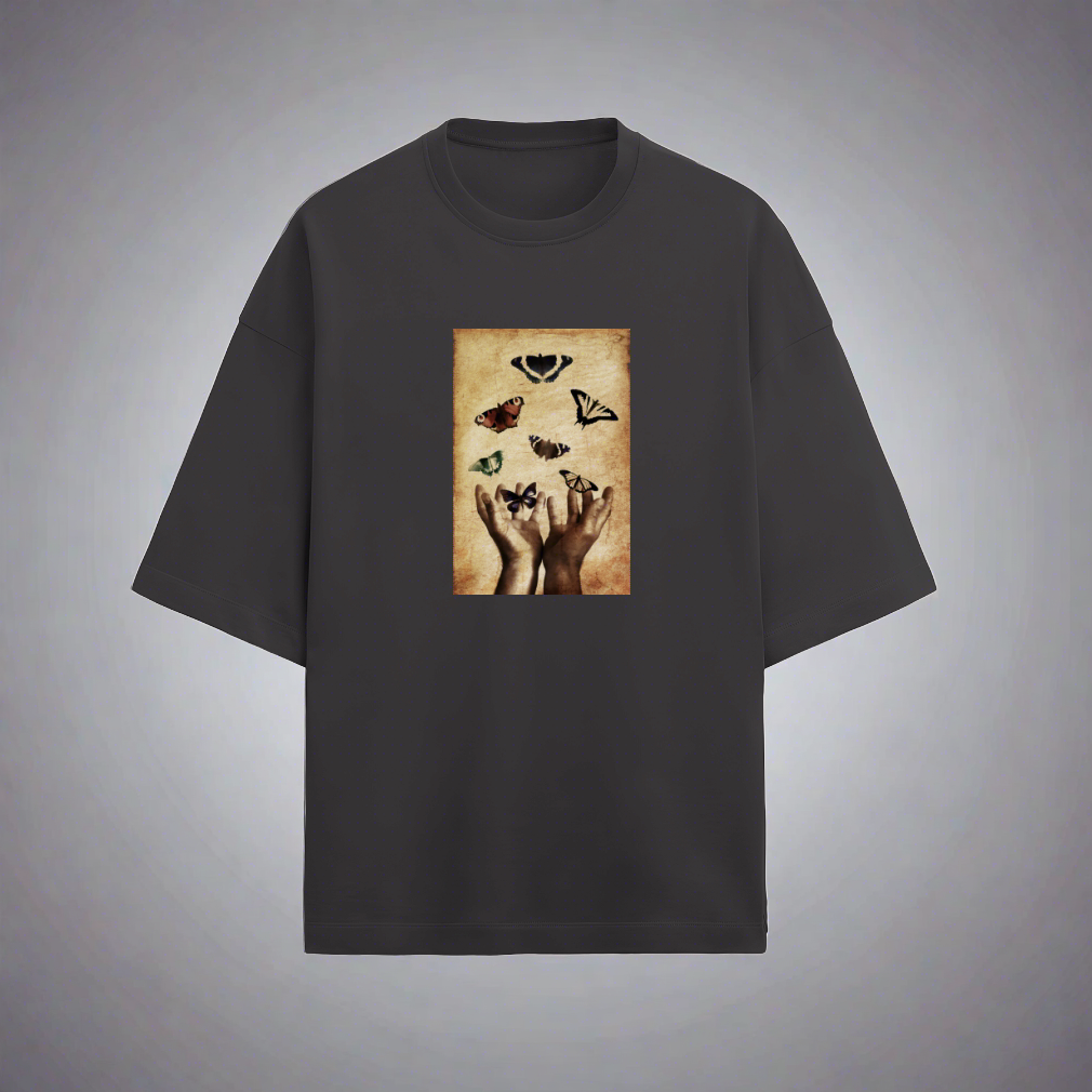 Terry (280 GSM) Transformation Black Oversize T-Shirt For Men