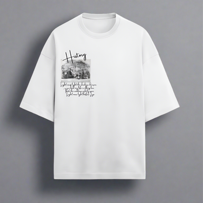 Terry (280 GSM) History White Oversize T-Shirt For Men