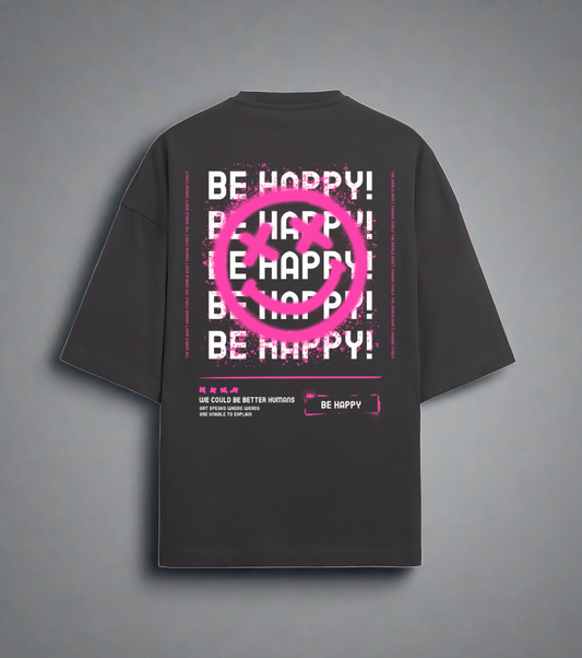 Terry (280 GSM) Smile Black Oversize T-Shirt For Men (Copy)