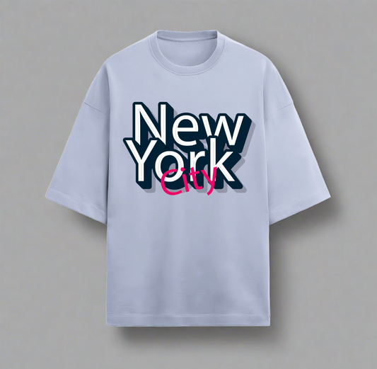 Terry (280 GSM) New York City Lavender Oversize T-Shirt For Men