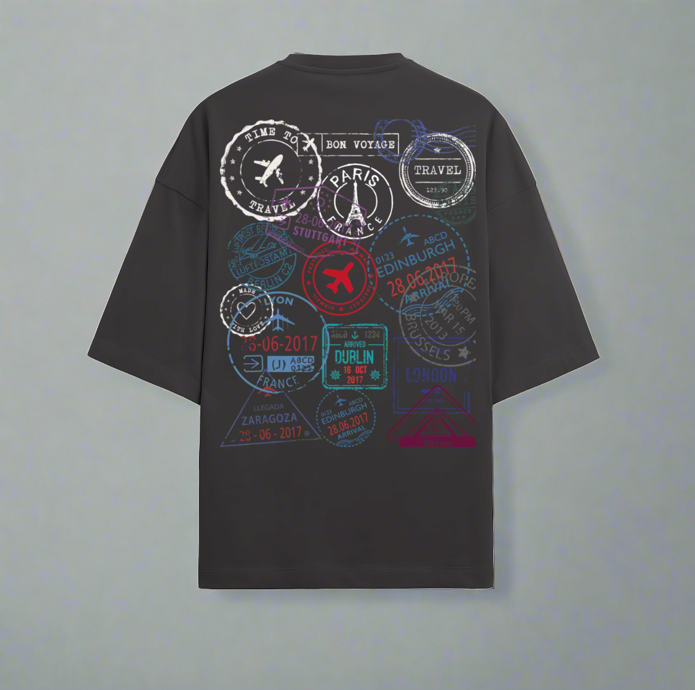 Terry (280 GSM) Traveller Black Oversize T-Shirt For Men
