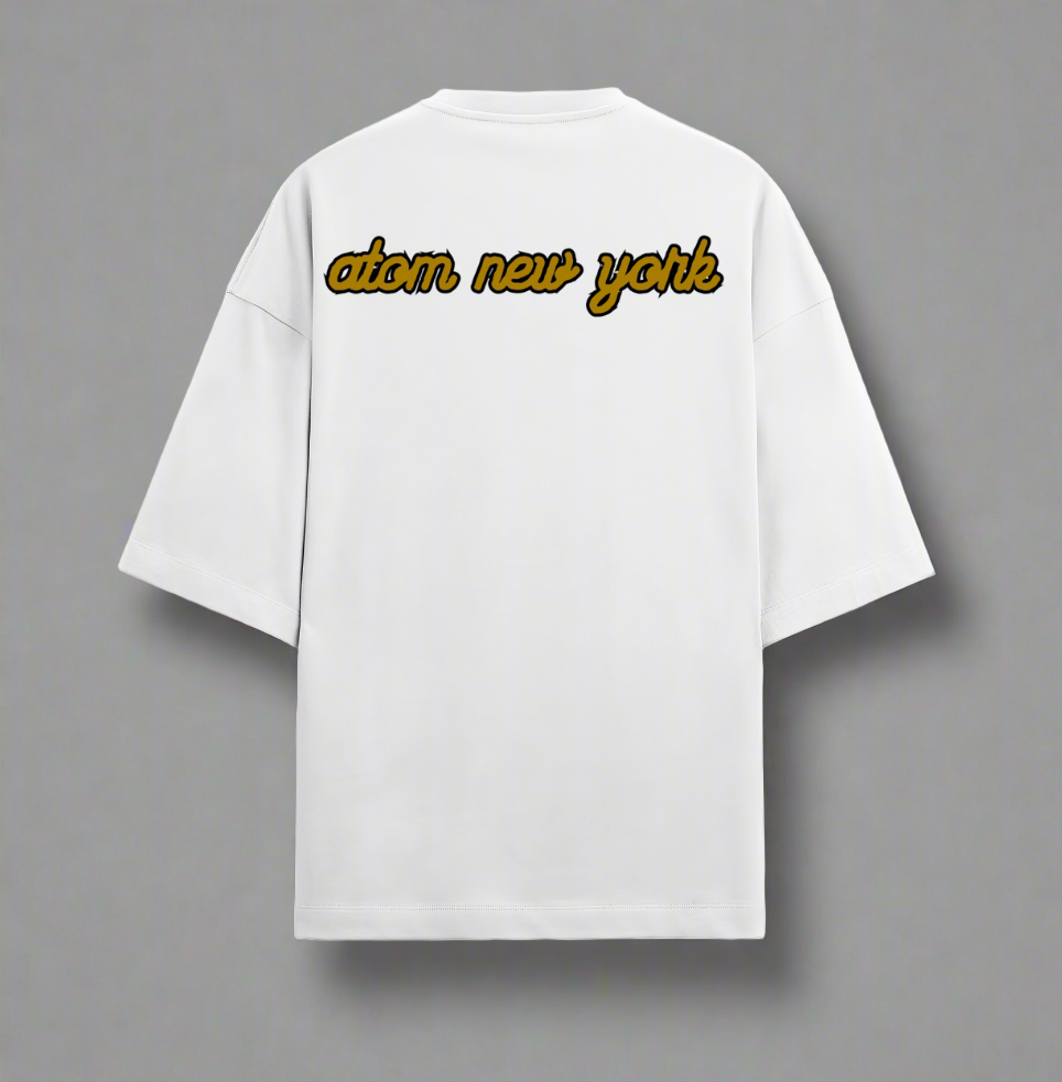 Terry (280 GSM) Iconic Golden Symbol A White Oversize T-Shirt For Men