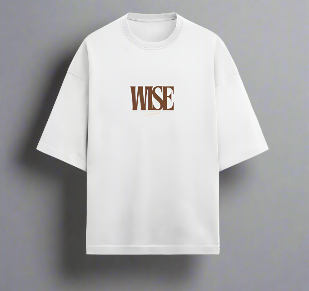 Terry (280 GSM) WISE White Oversize T-Shirt For Men