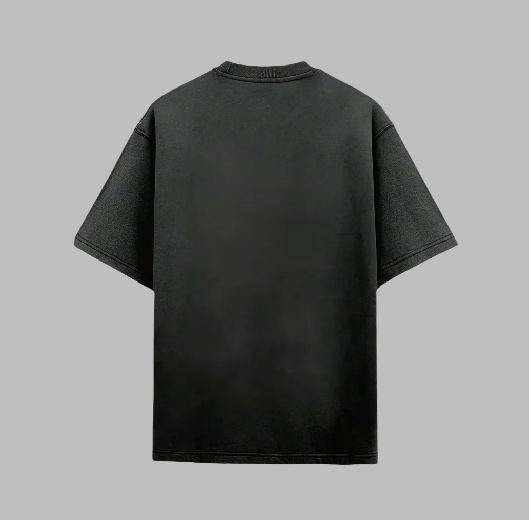 Acid Wash Face Black Oversized T-Shirt For Men