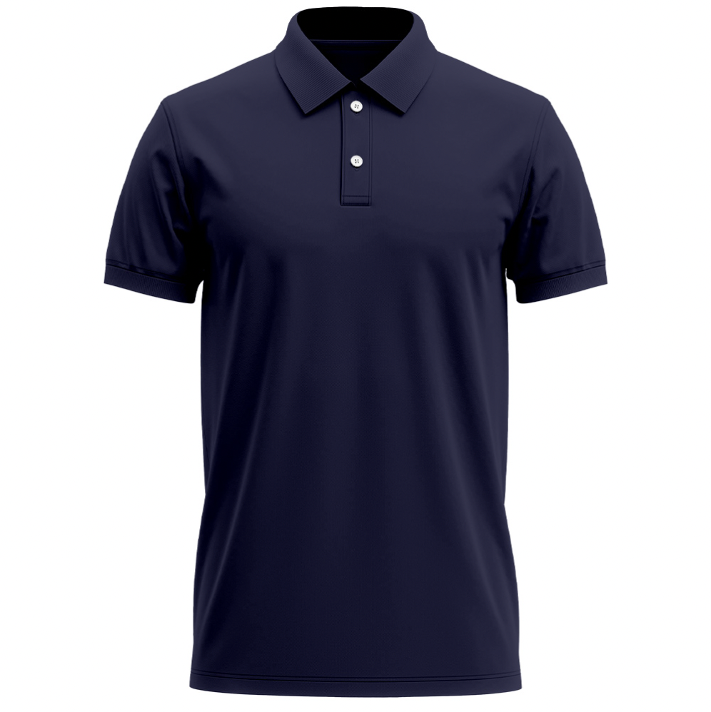 ATOM New York Dry Fit Polo Neck Navy Blue T-Shirt For Men