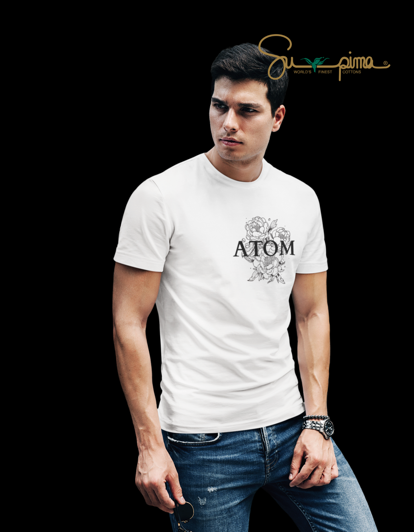 Supima Cotton Pocket Signature White T-Shirt For Men