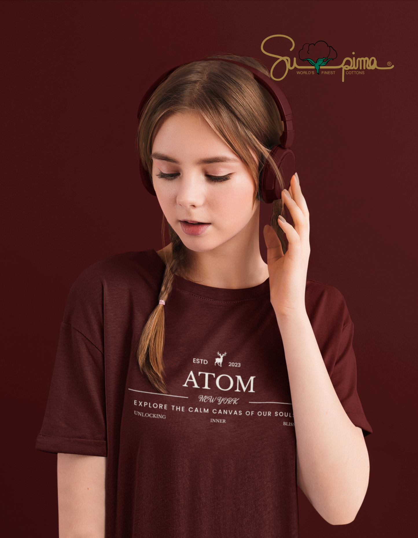 Supima Cotton Signature Maroon T-Shirt For Women