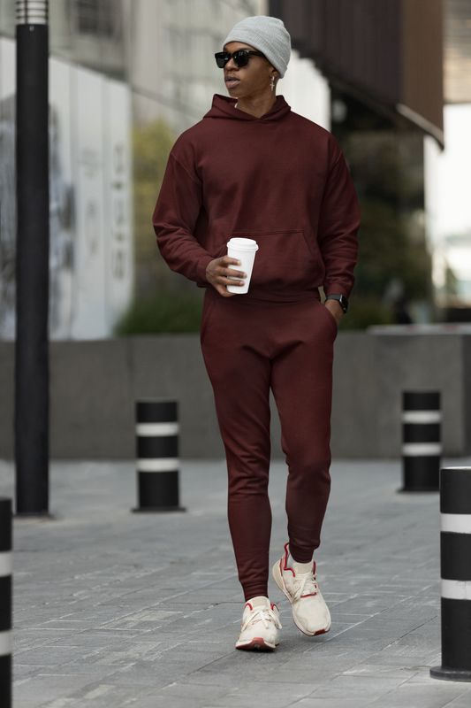 Maroon Hoodie And Jogger Co-ord Set For Men