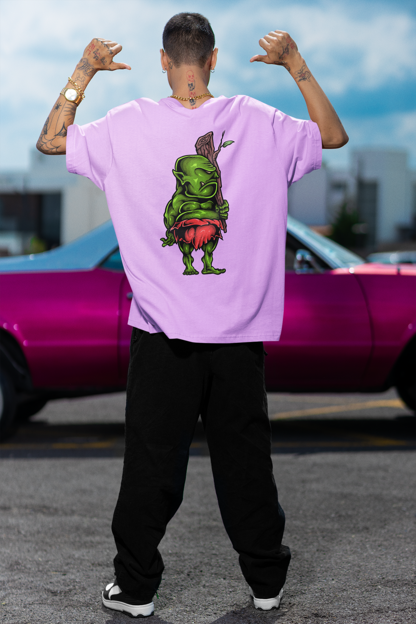 Gringe Lavander Oversized T-Shirt For Men