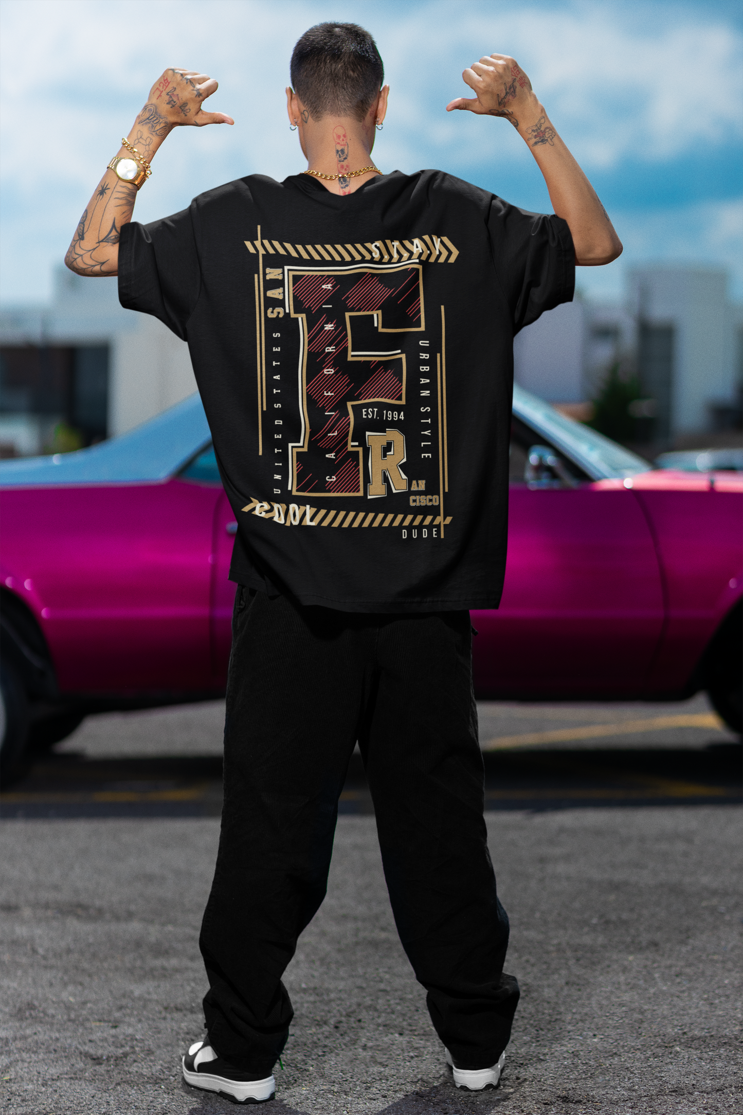 San Francisco Black Oversized T-Shirt For Men