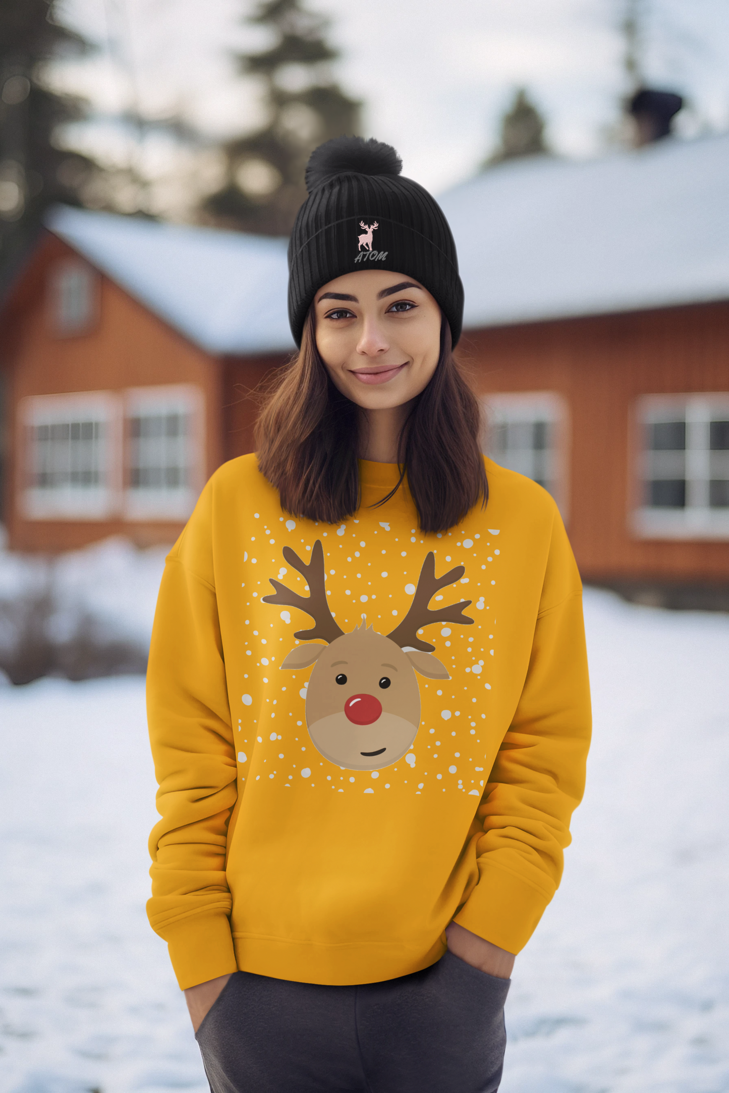 Reindeer Yellow Sweatshirt For Women
