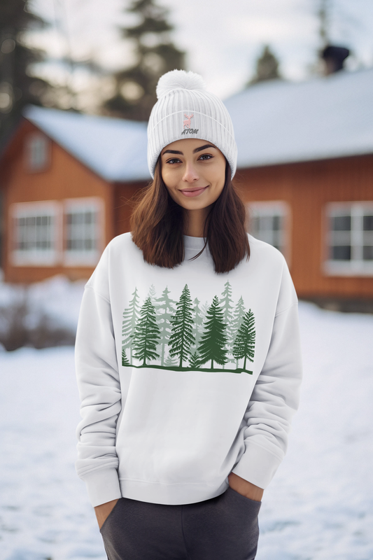 Pine Jungle White Sweatshirt For Women