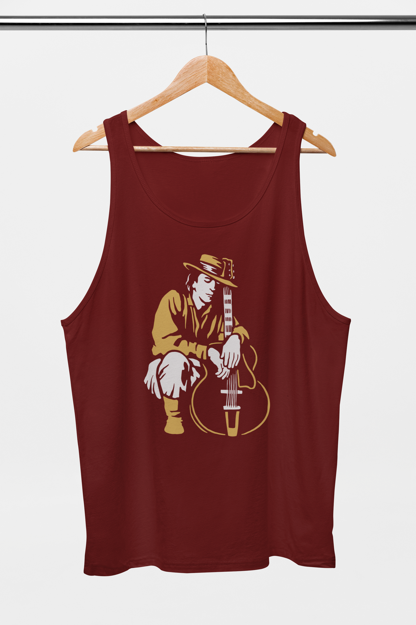 Man With Guitar Unisex Maroon Tank Top| DJ Paroma Collection | ATOM