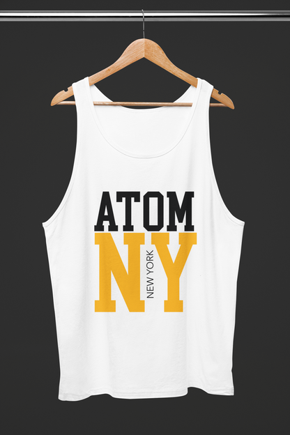 ATOM NY Yellow Font White Tank Top For Women