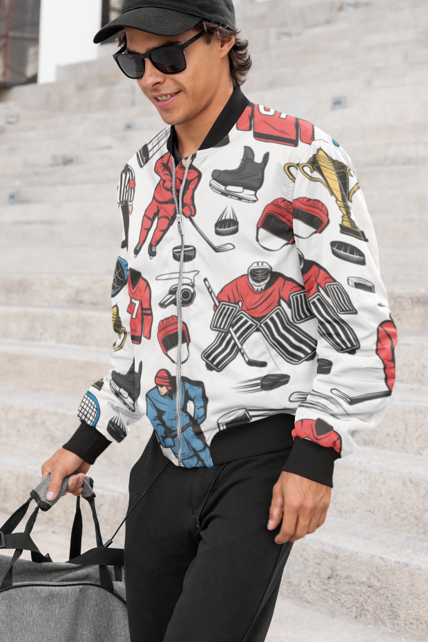 Sports Print Bomber Jacket For Men ATOM