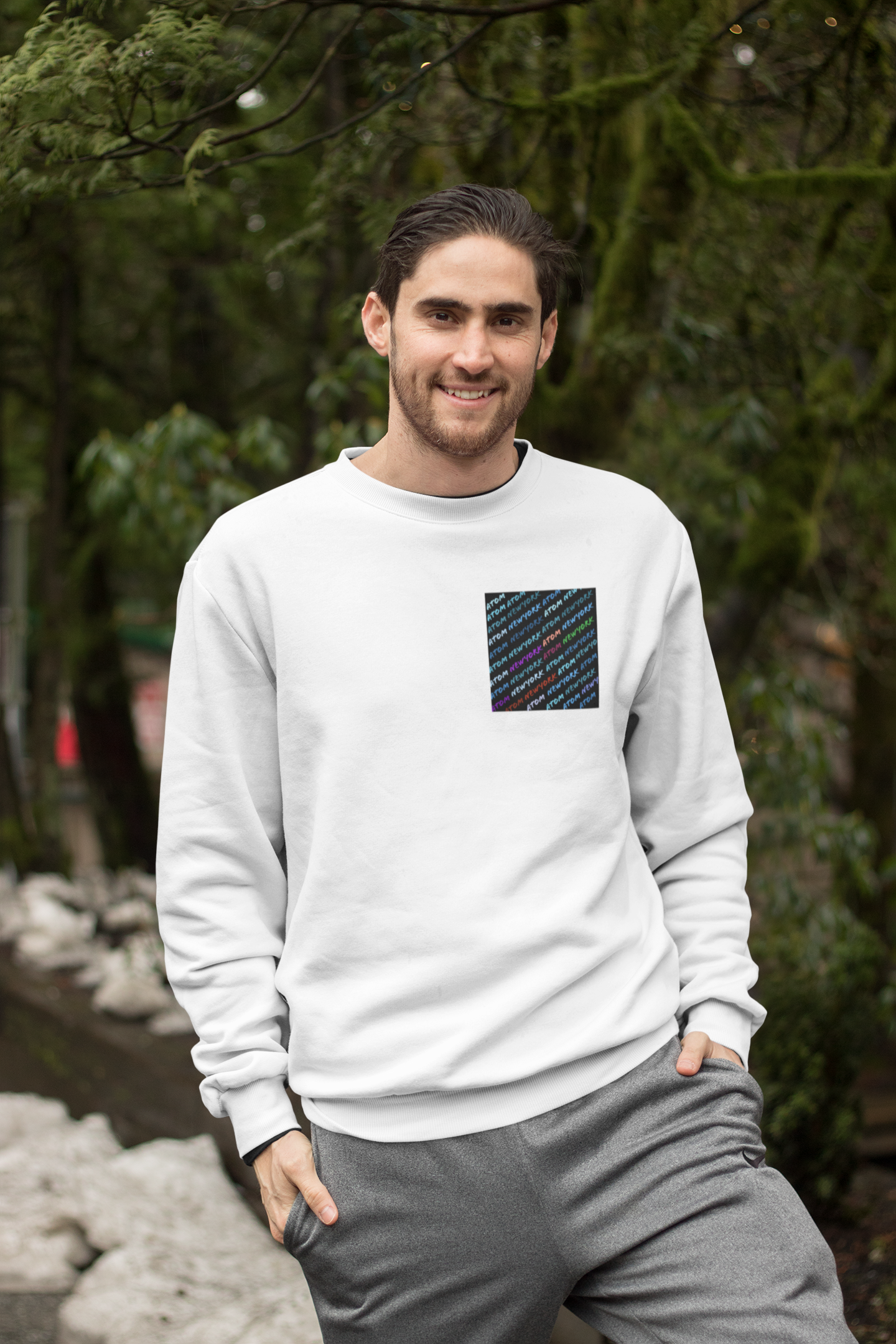 Signature Pocket White Sweatshirt For Men