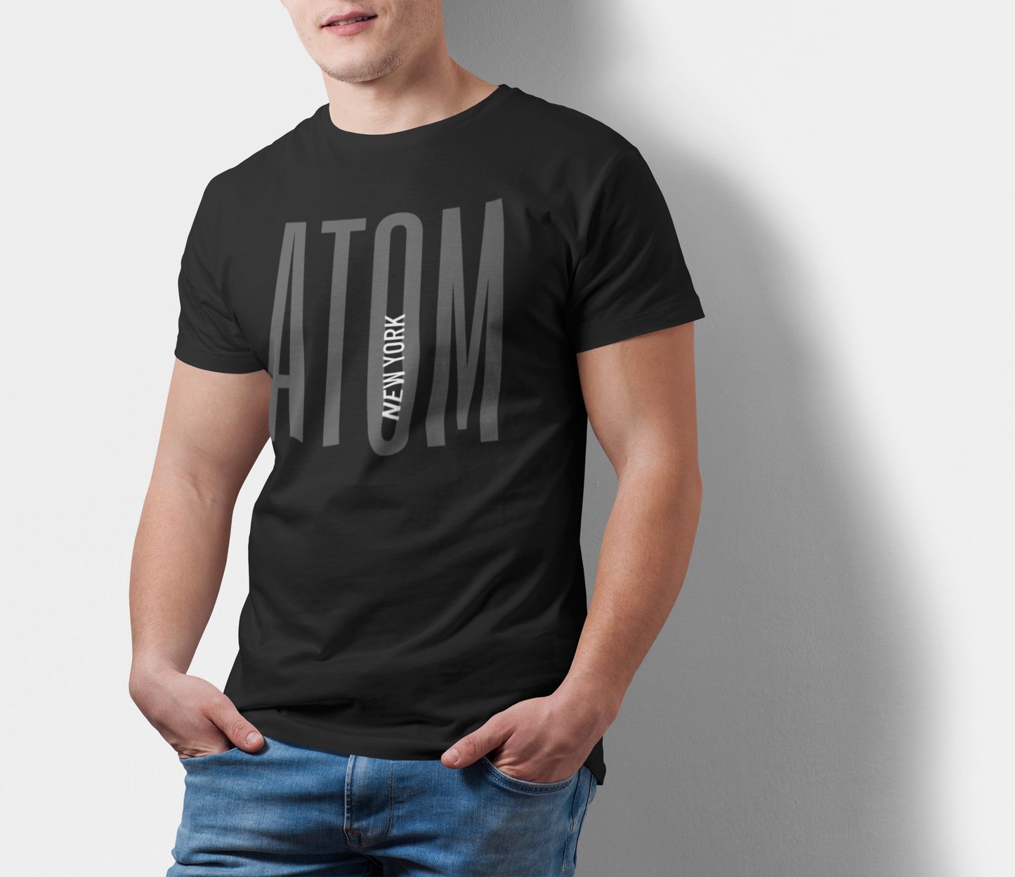 ATOM Signature Long Fonts Black T-Shirt For Men