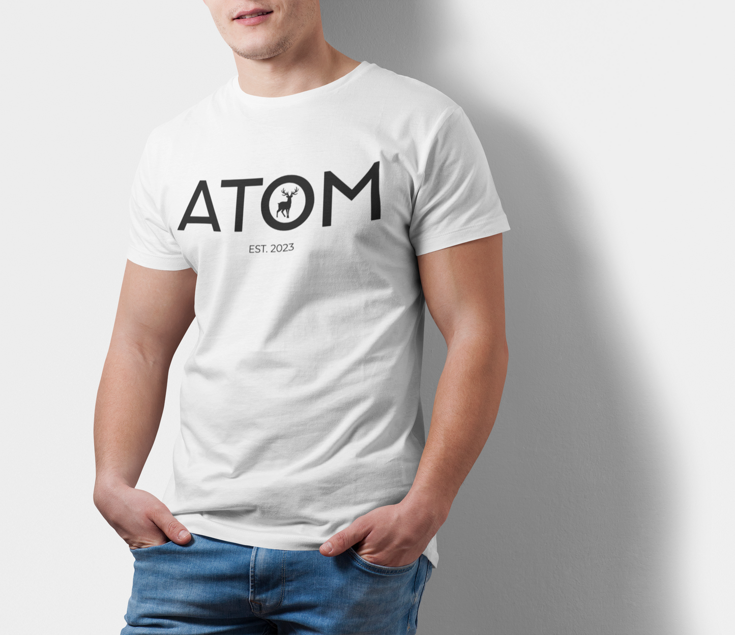 ATOM Signature Flat Icon White T-Shirt For Men