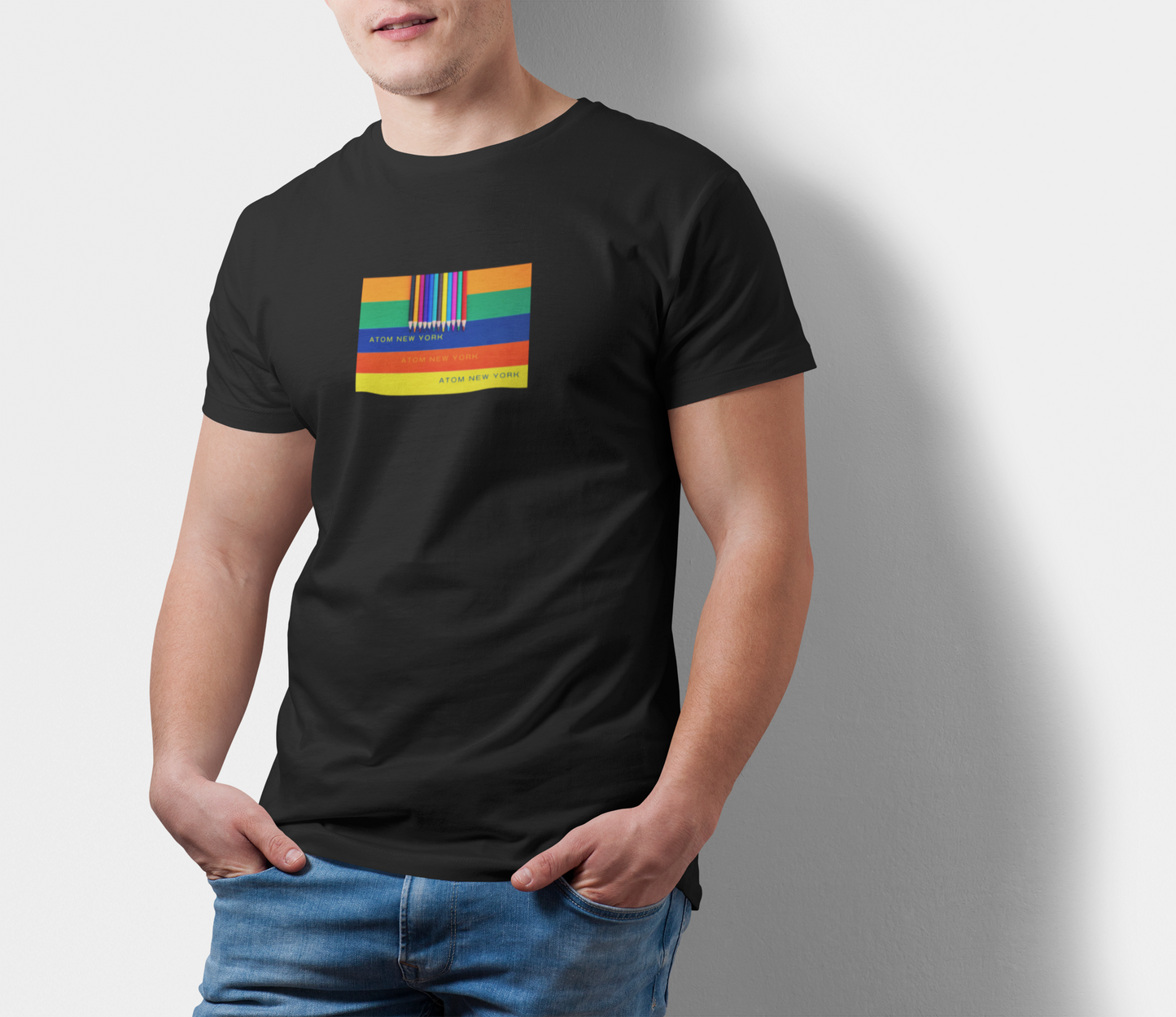 ATOM Signature Color Blast Black T-Shirt For Men