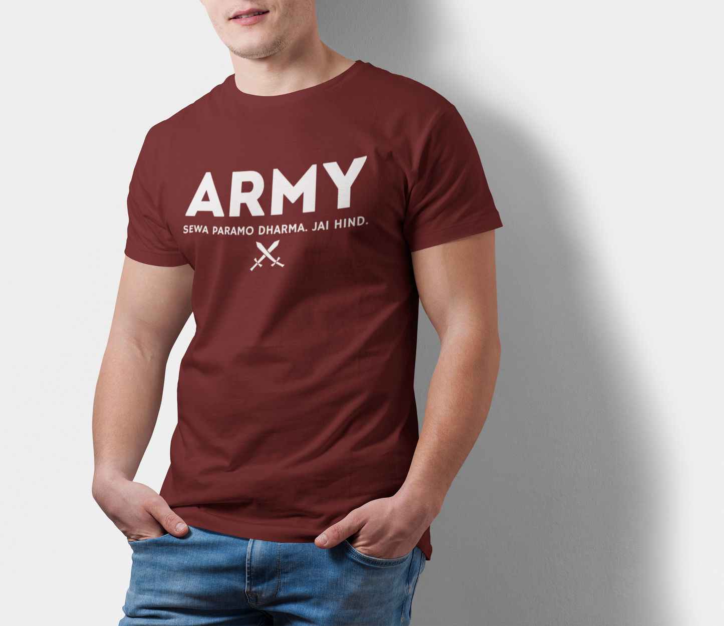 ATOM Signature Indian Army Maroon T-Shirt For Men
