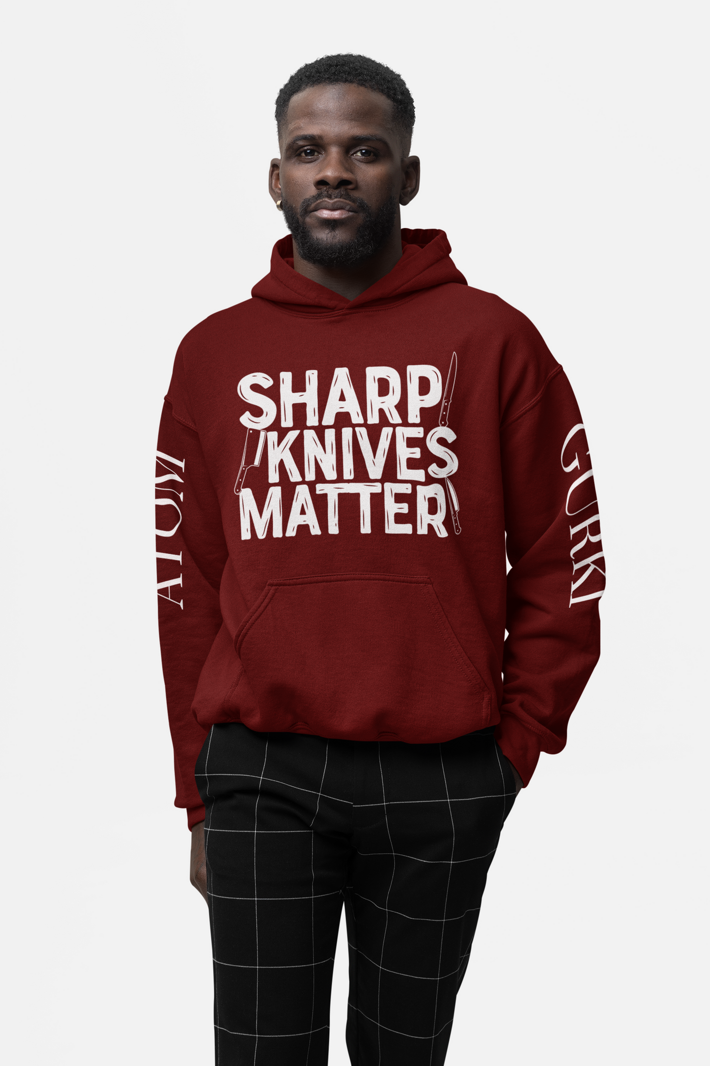 Sharp Knives Matter Maroon Unisex Pure Cotton Hoodie | Masterchef Gurkirat Collection | ATOM