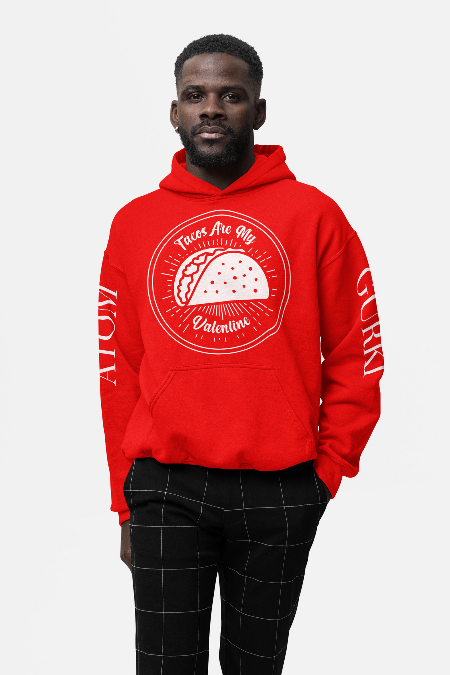 Tacos Are My Valentine Red Unisex Pure Cotton Hoodie | Masterchef Gurkirat Collection | ATOM