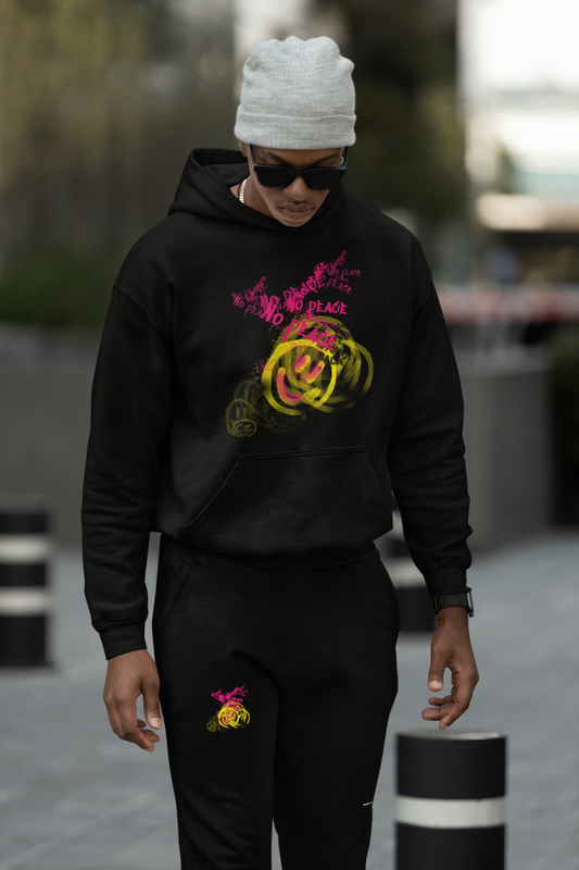 No Peace Spray Paint Hoodie And Jogger Co-ord Set For Men