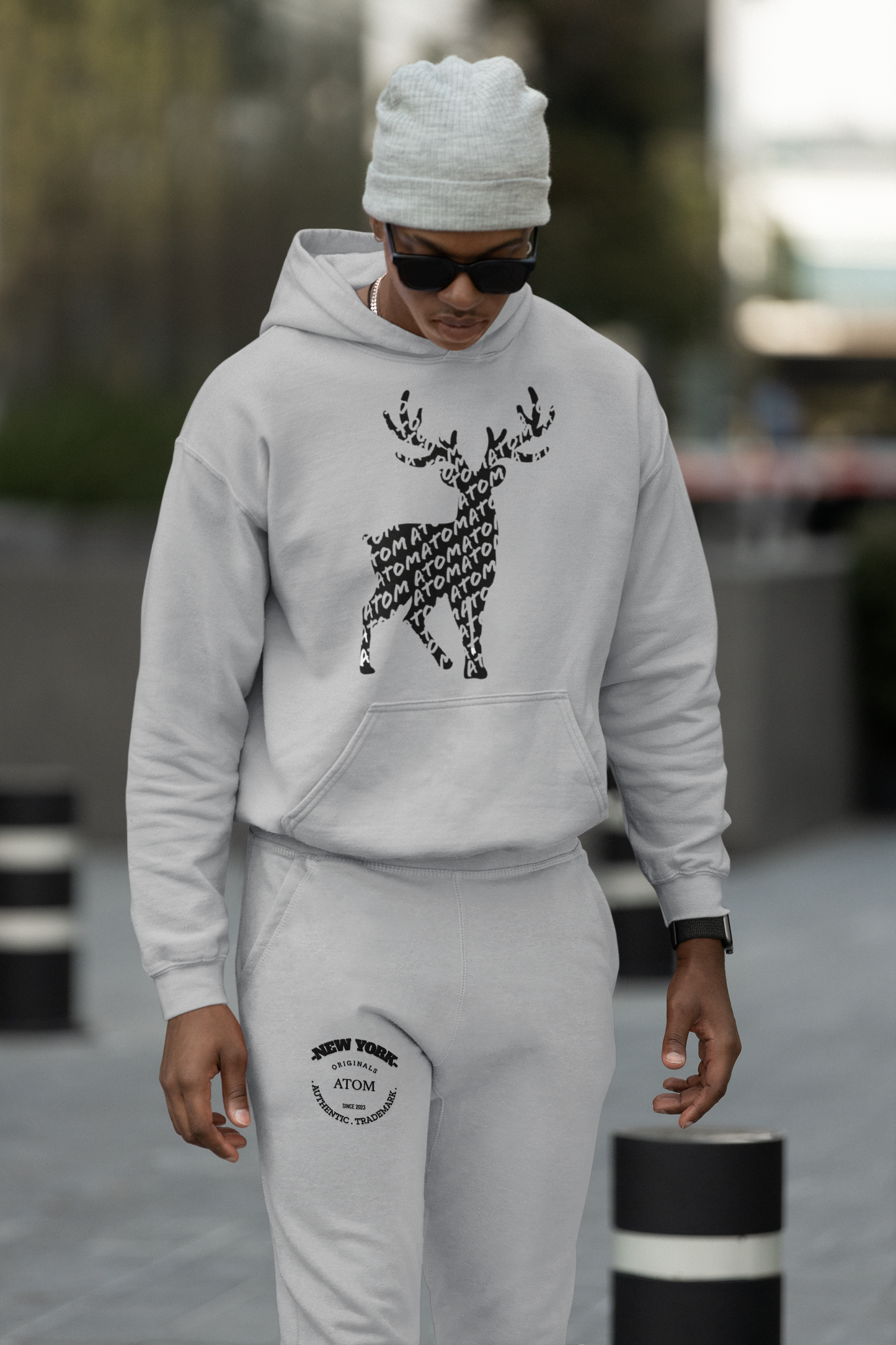 ATOM Signature Melange Grey Hoodie And Jogger Co-ord Set For Men