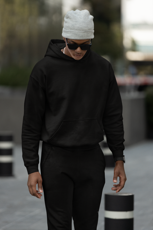 Black Hoodie And Jogger Co-ord Set For Men