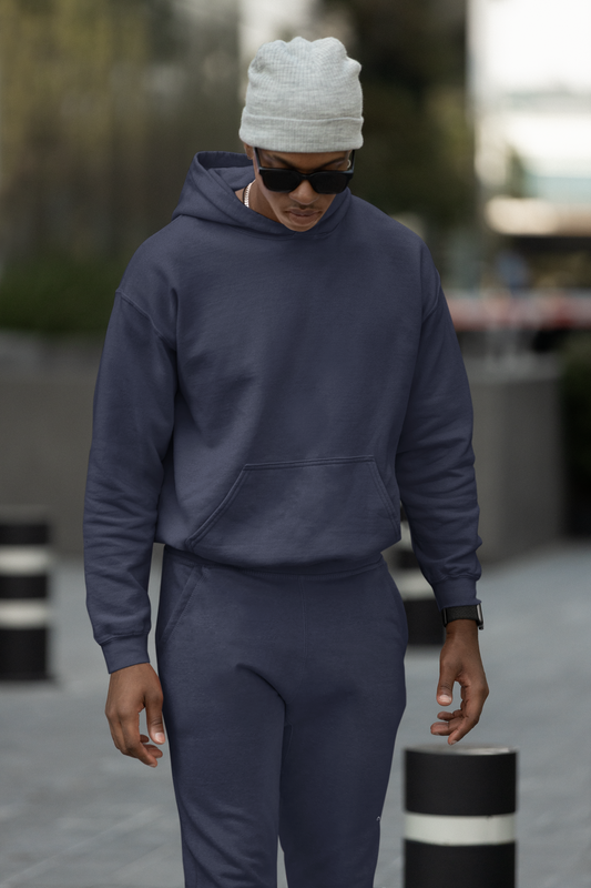 Navy Blue Hoodie And Jogger Co-ord Set For Men
