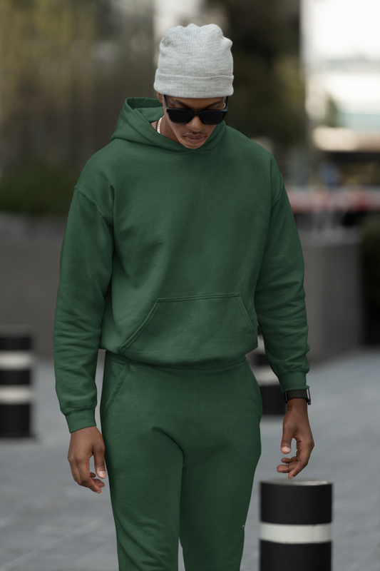 Bottle Green Hoodie And Jogger Co-ord Set For Men