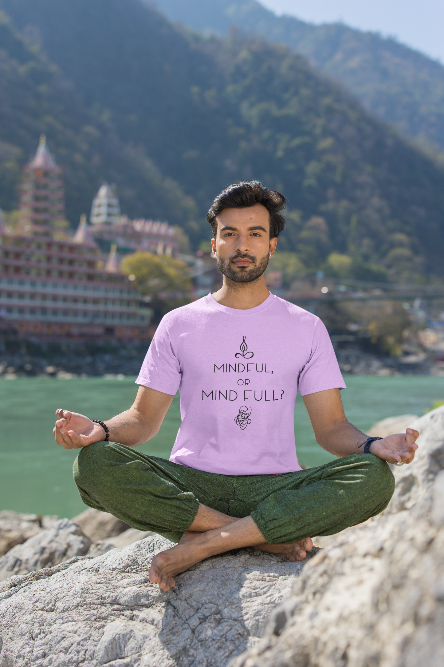 Mindful or Mindfull Unisex Lavender light T-Shirt | Iris Yog Collection | ATOM