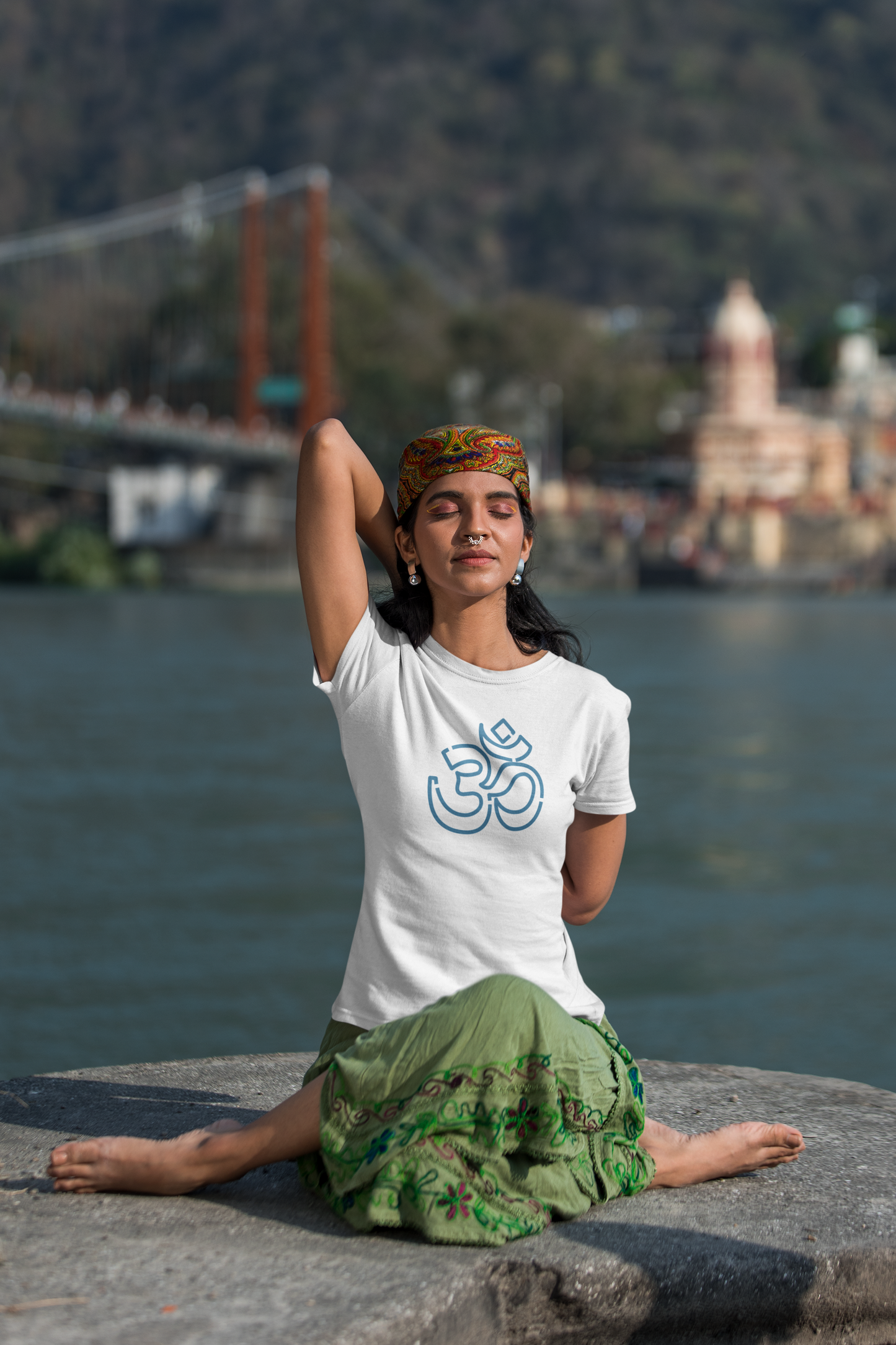 Ohm Cotton Unisex White T-Shirt | Iris Yog Collection | ATOM